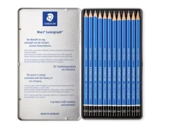Caja metálica 12 lápices de grafito blandos Lumograph 100 Staedtler