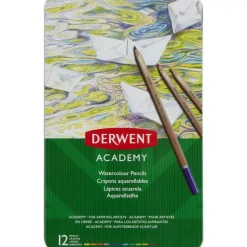 Caja metálica 12 lápices Derwent Academy Watercolour