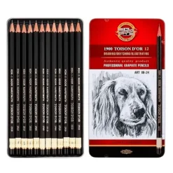 Caja metálica 12 lápices grafito Toison D'or Koh-i-Noor