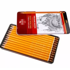 Caja metálica 12 lápices grafito Koh-i-Noor