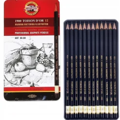 Caja metálica 12 lápices grafito Toison D'or Koh-i-Noor