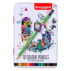 Caja Metálica 12 lápices madera multicolor Bruynzeel