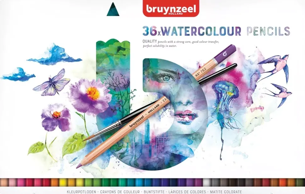 Caja metálica 36 lápices watercolour Bruynzeel