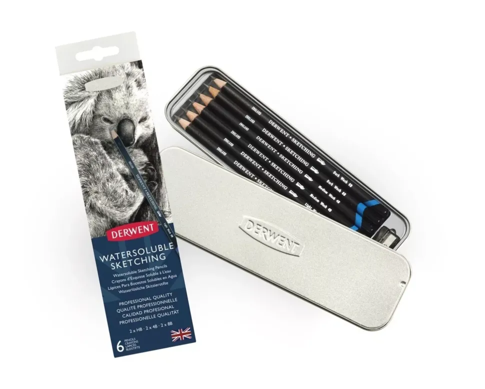 Caja metálica 6 lápices Watersoluble Sketching Derwent