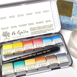 Caja metálica 12 medios godet acuarela Classic A. Gallo