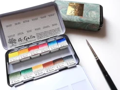 Caja metálica 12 medios godet acuarela Classic A. Gallo