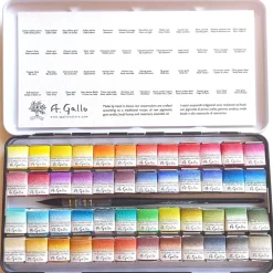 Caja metálica 48 medios godet acuarela Collection A. Gallo