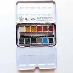 Caja metálica 12 medios godet acuarela Naturale A. Gallo