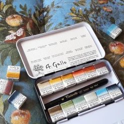 Caja metálica 12 medios godet acuarela Naturale A. Gallo