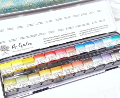 Caja metálica 24 medios godet acuarela Classic A. Gallo