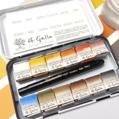Caja metálica 12 medios godet acuarela Sinopia A. Gallo