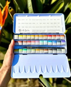 Caja metálica 36 medios godet acuarela Naturale A. Gallo