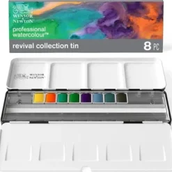 Caja metálica 8 medios godet acuarela Revival Professional Winsor & Newton