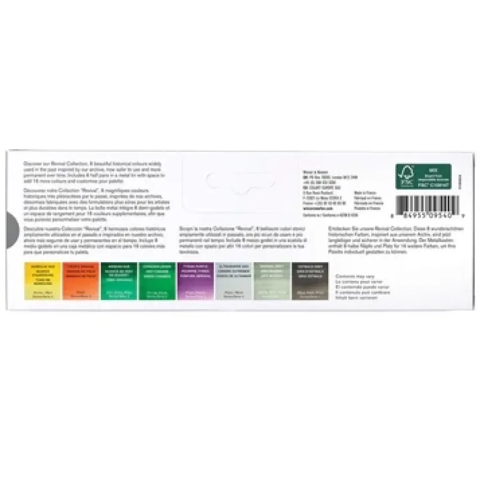 Caja metálica 8 medios godet acuarela Revival Professional Winsor & Newton