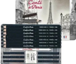 Caja metálica 15 piezas dibujo Pierre Noire Conté à Paris