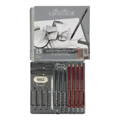 Caja metálica 15 piezas grafito de dibujo Cretacolor