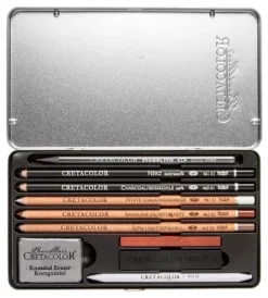 Caja metálica 10 piezas grafito de dibujo Cretacolor