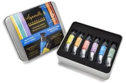 Caja Metálica 6 Tubos Acuarela Extrafina Irisada Básicos Sennelier 10ml