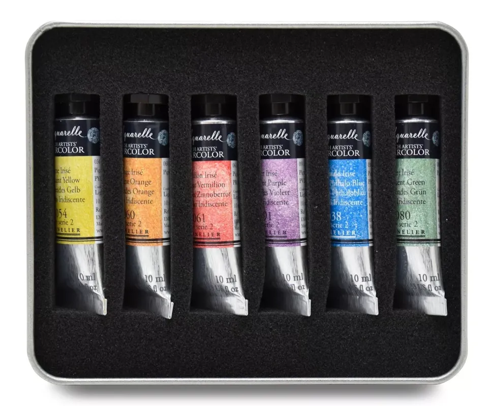 Caja Metálica 6 Tubos Acuarela Extrafina Irisada Básicos Sennelier 10ml