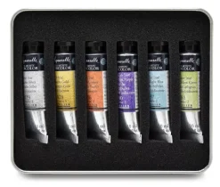 Caja Metálica 6 Tubos Acuarela Extrafina Irisada Pasteles Sennelier 10ml