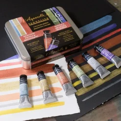 Caja Metálica 6 Tubos Acuarela Extrafina Irisada Pasteles Sennelier 10ml