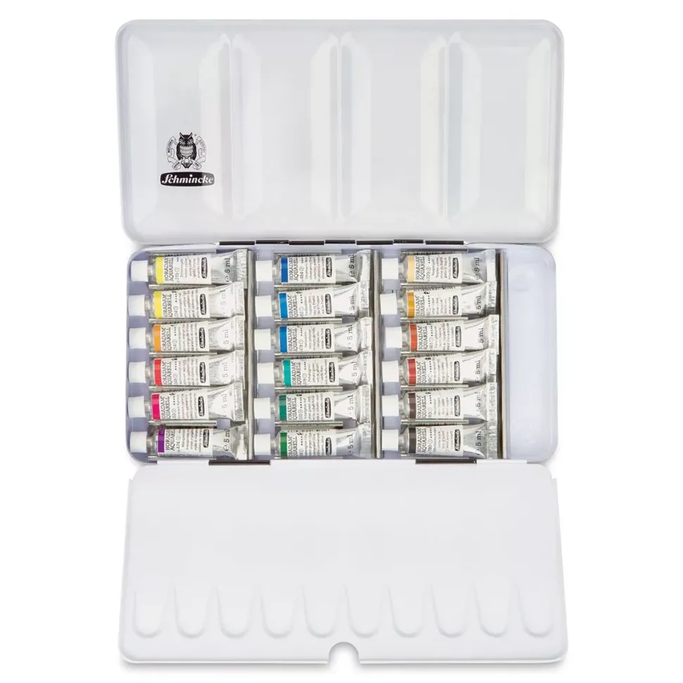 Caja metálica 18 tubos de acuarela Schmincke 5ml