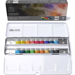 Caja metálica acuarela 18 medias pastillas Professional Watercolour Winsor & Newton