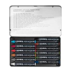 Caja metálica de 12 ceras acuarelables Aquacolor Lyra