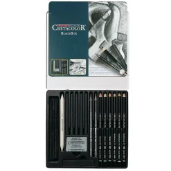 Caja metálica de 20 piezas de carboncillo Black Box Cretacolor