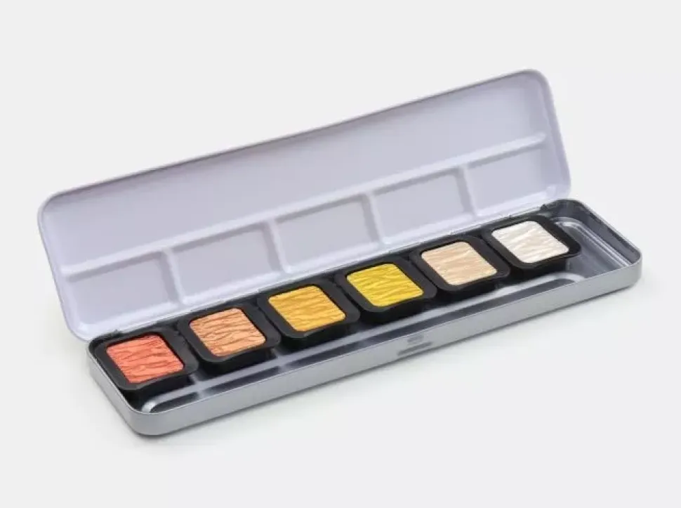 Caja Metálica de 6 Pigmentos Nacarados Finetec