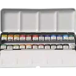 Caja metálica de acuarela 24 medias pastillas Winsor and Newton