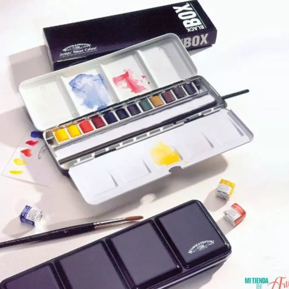 Caja metálica de acuarela 12 medias pastillas Winsor and Newton