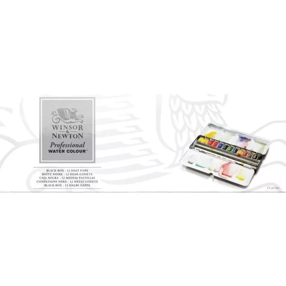 Caja metálica de acuarela 12 medias pastillas Winsor and Newton