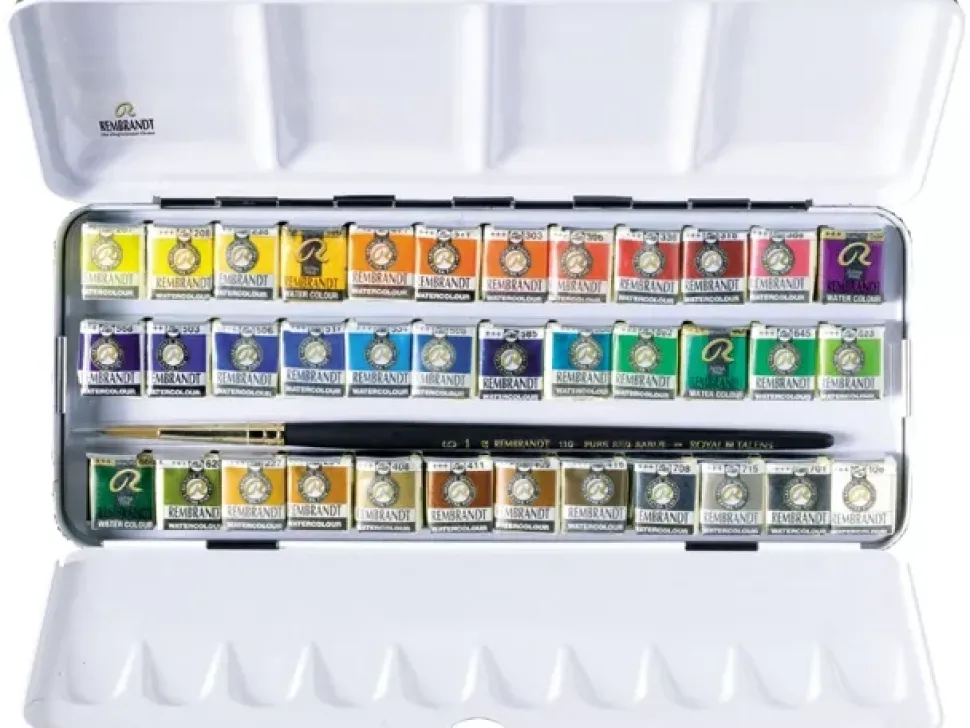 Caja metálica de acuarela 36 medias pastillas Rembrandt