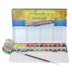 Caja metálica de acuarela 24 medias pastillas Sennelier