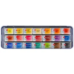 Caja metálica de acuarelas 21 godets White Nights