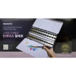 Caja metálica vacía para 48 pastillas de acuarela Mungyo