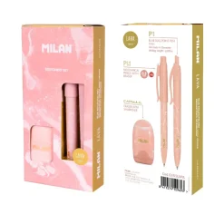 Caja regalo bolígrafo, portaminas y afilaborra rosa Lava Capsule Milan