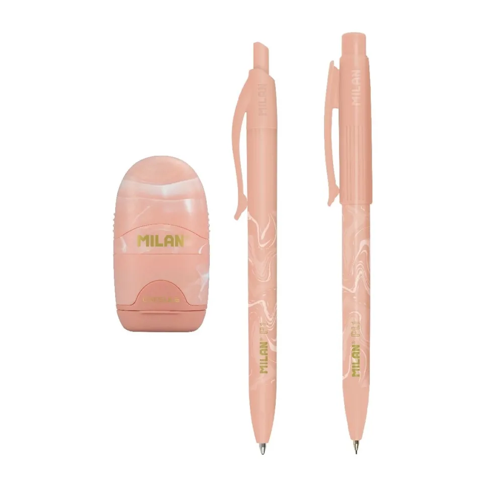 Caja regalo bolígrafo, portaminas y afilaborra rosa Lava Capsule Milan