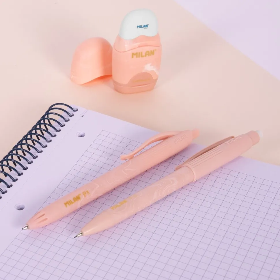 Caja regalo bolígrafo, portaminas y afilaborra rosa Lava Capsule Milan