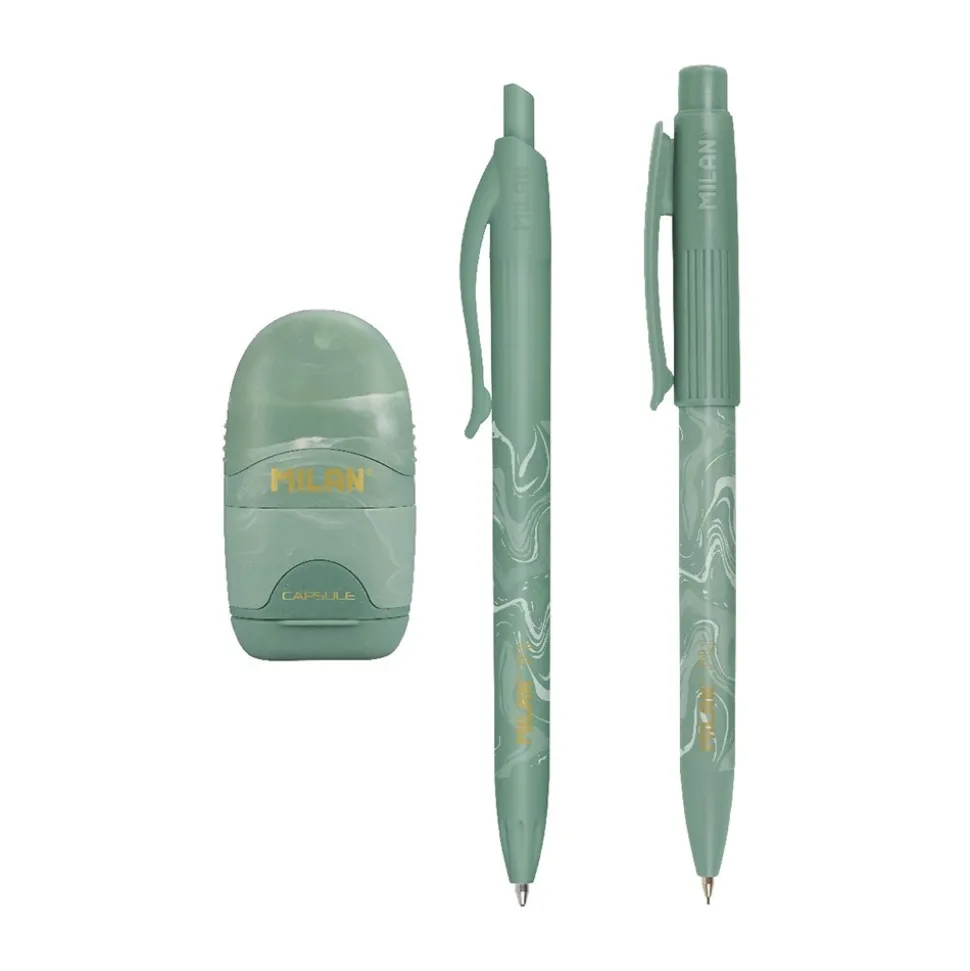 Caja regalo bolígrafo, portaminas y afilaborra verde Lava Capsule Milan