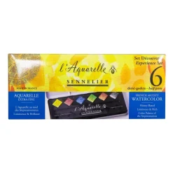 Caja Test Pack de acuarela con 6 medias pastillas Sennelier