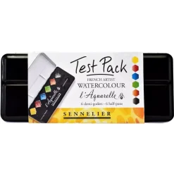Caja Test Pack de acuarela con 6 medias pastillas Sennelier