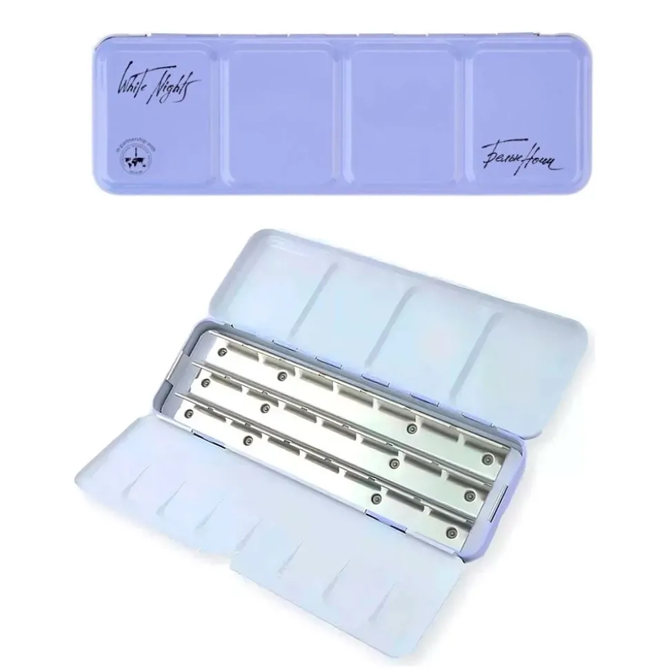Caja vacía metálica 21 godets celeste White Nights