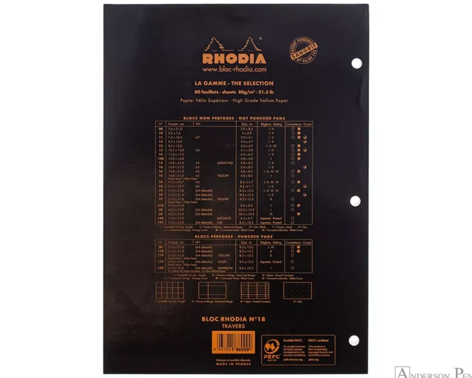 Cuaderno con líneas troquelado negro Plus Rhodia A4