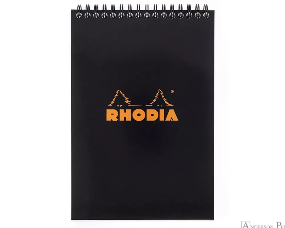 Cuaderno de espiral con líneas negro Plus Rhodia A5