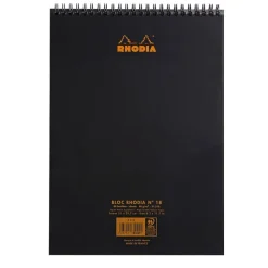 Cuaderno de espiral con líneas negro Plus Rhodia A4