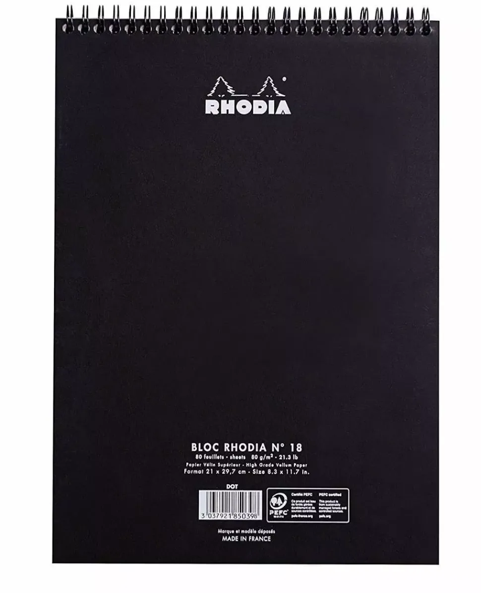 Cuaderno de espiral con puntos negro 14,8x21cm Rhodia