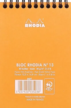 Cuaderno de espiral con puntos naranja 10,5x14,8cm Rhodia