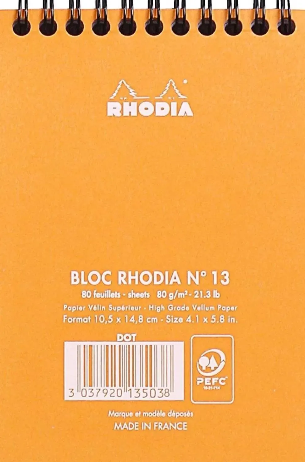 Cuaderno de espiral con puntos naranja 10,5x14,8cm Rhodia